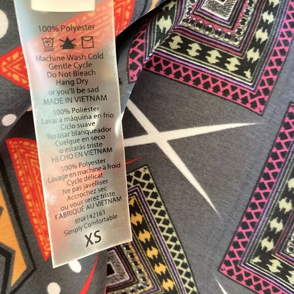 Lularoe Joy Vest Duster Size XS Geometric Black Multi Side Slits Boho Artwear - Picture 6 of 6
